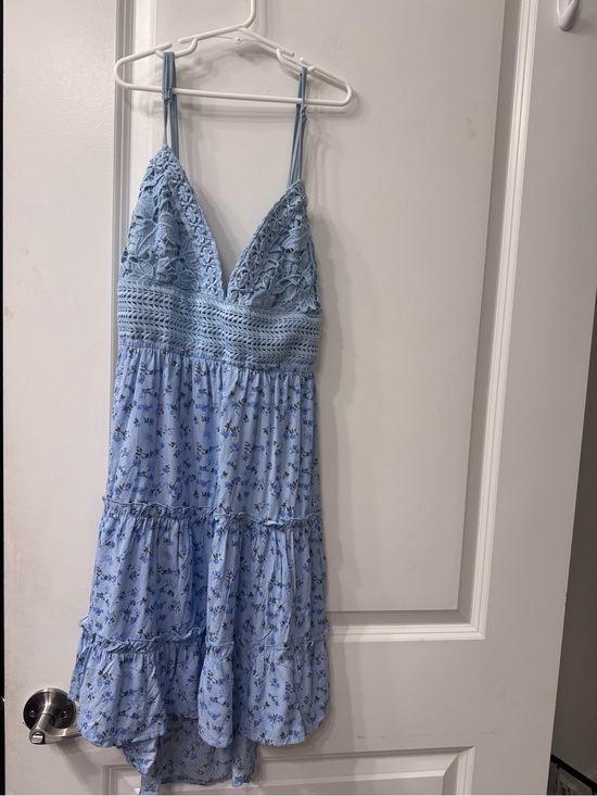 Justify Dresses & Skirts - Justify Blue Floral Crochet Bodice Spaghetti Strap Sundress New